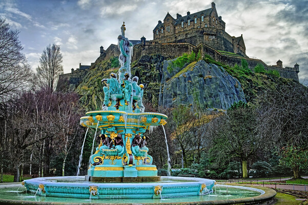 Edinburgh Castle and Ross Fountain Picture Board by Darren Galpin