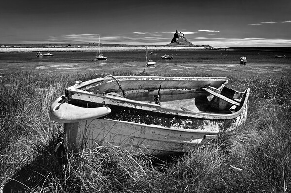 Lindisfarne Castle and Boat  Picture Board by Darren Galpin