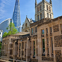 London The Shard and Southwark Cathedral