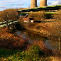 Buy canvas prints of Tinsley Cooling Tower, M1 & River Don by Darren Galpin