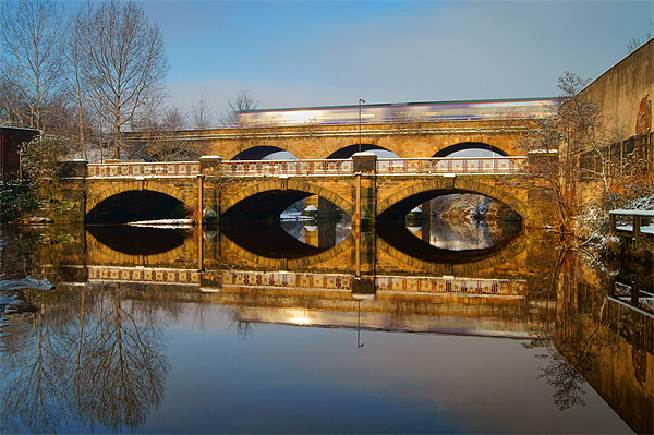 Norfolk Bridge Train & Reflections Picture Board by Darren Galpin