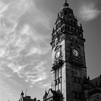 Buy canvas prints of Sheffield Town Hall in Mono by Darren Galpin