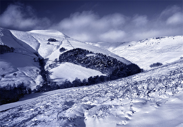 Snow covered Valley,Grindsbrook near Edale Picture Board by Darren Galpin