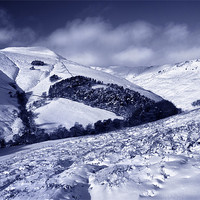 Buy canvas prints of Snow covered Valley,Grindsbrook near Edale by Darren Galpin