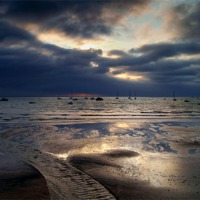Buy canvas prints of Sunrise over Swanage Bay, Dorset by Darren Galpin