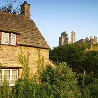 Buy canvas prints of Corfe Castle & Cottage by Darren Galpin