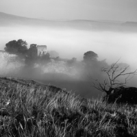 Buy canvas prints of Peveril Castle from Cave Dale by Darren Galpin