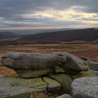Buy canvas prints of Over Owler Tor Sunset From Carl Wark by Darren Galpin