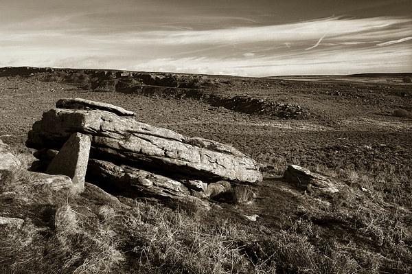 Burbage Rocks from Hathersage Moor Picture Board by Darren Galpin