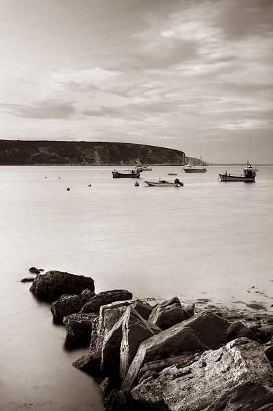 Swanage Bay in Sepia Picture Board by Darren Galpin