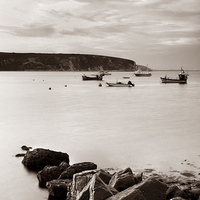 Buy canvas prints of Swanage Bay in Sepia by Darren Galpin