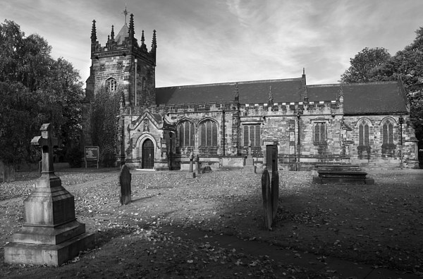 St Mary Magdelene Church, Whiston in Mono Picture Board by Darren Galpin