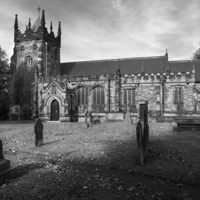 Buy canvas prints of St Mary Magdelene Church, Whiston in Mono by Darren Galpin