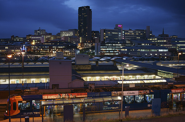Sheffield Skyline at Night Picture Board by Darren Galpin
