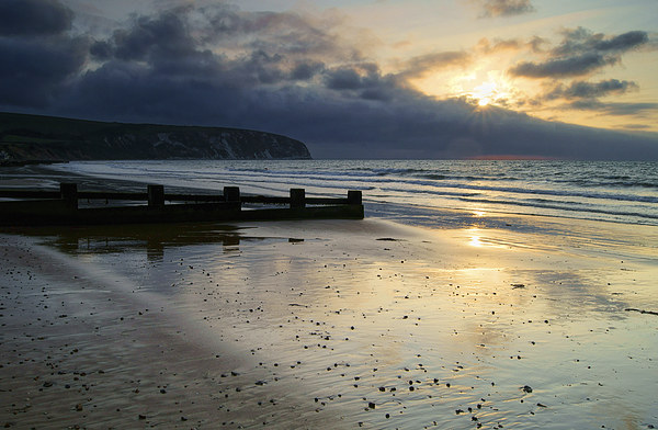 Swanage Bay Sunrise Picture Board by Darren Galpin