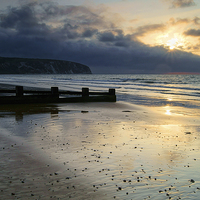 Buy canvas prints of Swanage Bay Sunrise by Darren Galpin