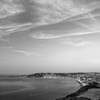 Buy canvas prints of Swanage View in Mono by Darren Galpin