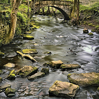 Buy canvas prints of River Rivelin & Roscoe Bridge by Darren Galpin