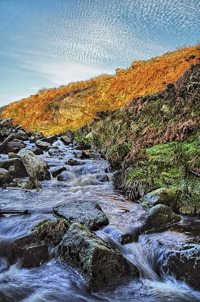 Burbage Brook Waterfalls Picture Board by Darren Galpin