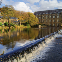 Buy canvas prints of Bamford Weir and Mill  by Darren Galpin