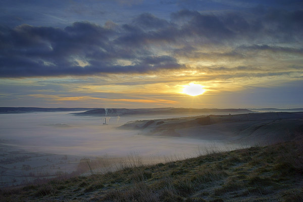 Sunrise over Hope Valley Mist Picture Board by Darren Galpin