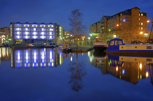 Victoria Quays Night Reflections Picture Board by Darren Galpin