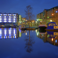 Buy canvas prints of Victoria Quays Night Reflections by Darren Galpin