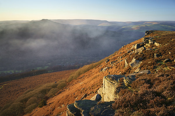 Bamford Edge and Win Hill Mist  Picture Board by Darren Galpin