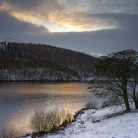 Buy canvas prints of Winter Sunset over Ladybower  by Darren Galpin