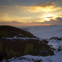 Buy canvas prints of Winter Sunset on Carl Wark  by Darren Galpin