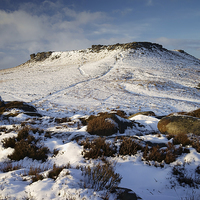 Buy canvas prints of Carl Wark and Higger Tor in Winter  by Darren Galpin