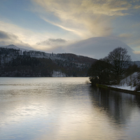 Buy canvas prints of Ladybower Winter Reflections  by Darren Galpin