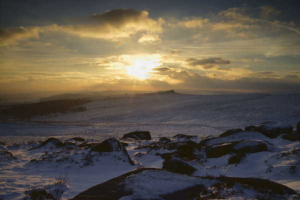 Carl Wark Winter Sunset  Picture Board by Darren Galpin