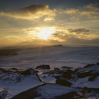 Buy canvas prints of Carl Wark Winter Sunset  by Darren Galpin