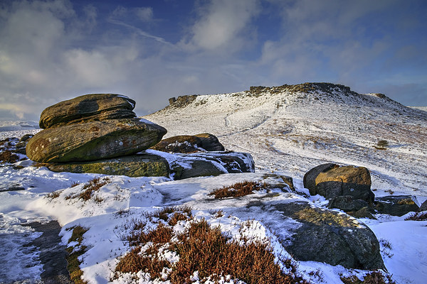 Carl Wark and Higger Tor After Snowfall   Picture Board by Darren Galpin