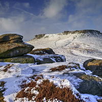 Buy canvas prints of Carl Wark and Higger Tor After Snowfall   by Darren Galpin