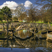Buy canvas prints of Weston Park Pond and Footbridge  by Darren Galpin