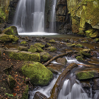 Buy canvas prints of Lumsdale Falls and Bentley Brook  by Darren Galpin