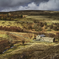 Buy canvas prints of Blackden Barn and Woodlands Valley  by Darren Galpin