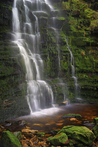 Middle Black Clough Waterfall Picture Board by Darren Galpin