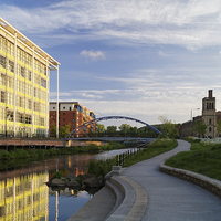 Buy canvas prints of Pocket Park and River Don, Sheffield  by Darren Galpin