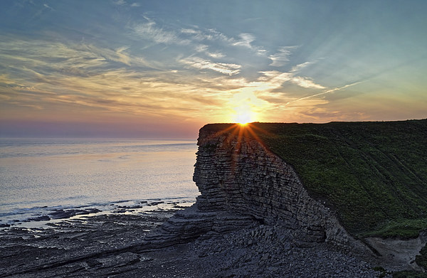 Sunset over Nash Point  Picture Board by Darren Galpin