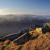 Buy canvas prints of Win Hill Mist from Bamford Edge  by Darren Galpin