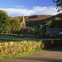 Buy canvas prints of Holy Trinity Church Edale & Kinder Scout by Darren Galpin