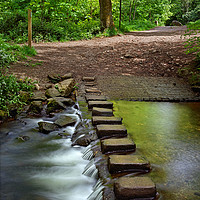 Buy canvas prints of Porter Brook Stepping Stones & Falls               by Darren Galpin
