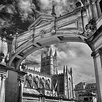 Buy canvas prints of Bath Abbey and Arch in Mono                       by Darren Galpin