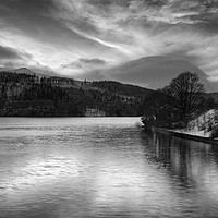 Buy canvas prints of Ladybower Winter Reflections in Mono by Darren Galpin