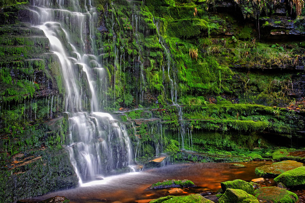 Middle Black Clough Waterfall Picture Board by Darren Galpin