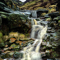 Buy canvas prints of  Crowden Clough Waterfalls                         by Darren Galpin