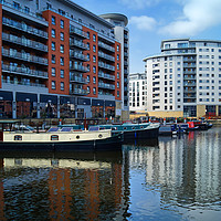 Buy canvas prints of Narrowboats at Leeds Dock                          by Darren Galpin